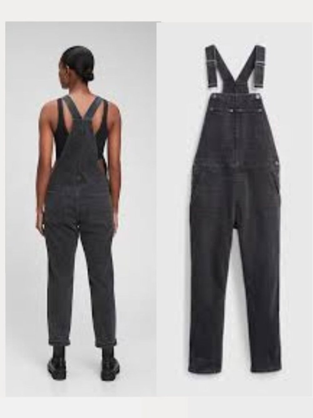 Gap - Slouchy Overalls Pants Relaxed | Washed Black Denim | Size Large